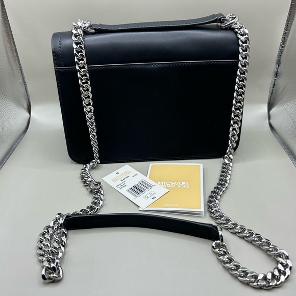 MICHAEL Michael Kors Heather Large Leather Shoulder Bag-Black w/Silver Hardware - Picture 7 of 13